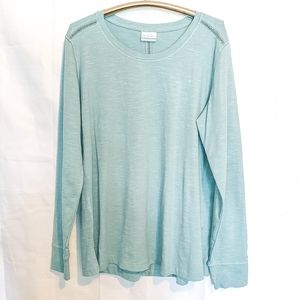 Columbia Long Sleeve Mint Tee w/ Crochet Detail